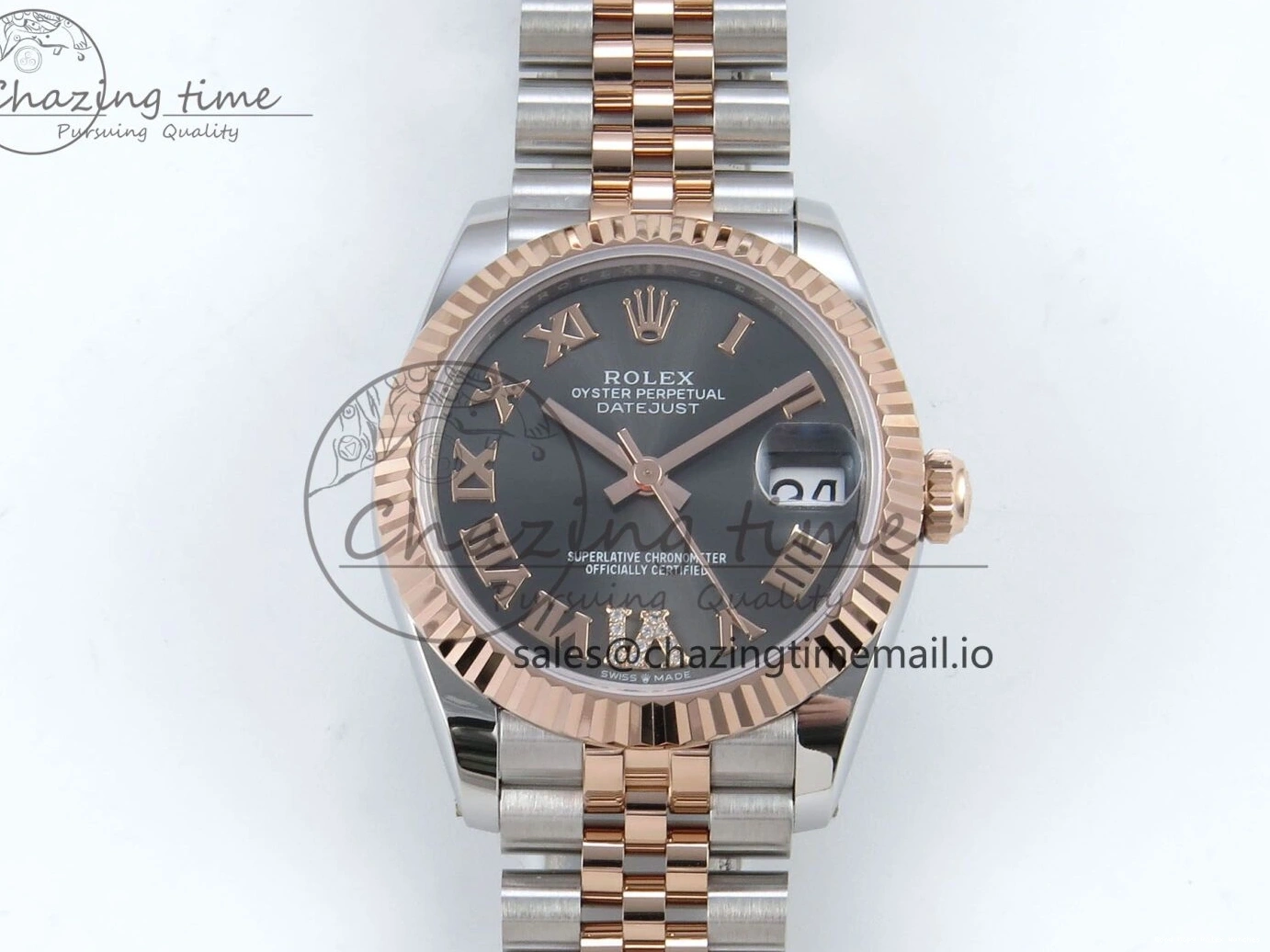 Bracelet RG Dial Gray Jubilee 31 DateJust Steel 516 Roman ARF Edition SS Diamonds on 904L 1:1 278271 Best StreetReady ETA 0117